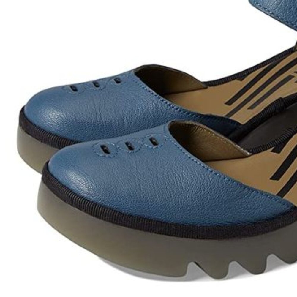 New FLY LONDON Chunky Wedge BISO Women's Shoes Petrol Ceralin Sz. 39 - Picture 5 of 9